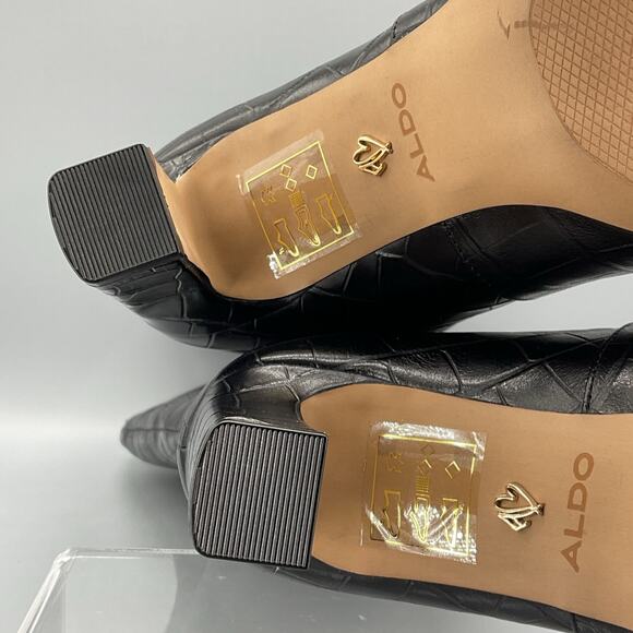 NEW Aldo Women’s Cadigoder Pointed Toe Croc Knee High Boots Black Size 7M - Picture 9 of 10